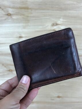 Vtg Polo by Ralph Lauren Brown Leather Bifold Wallet Men's Patina